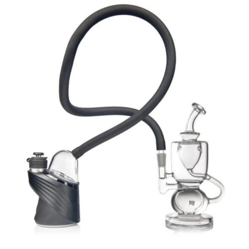 mj-arsenal-bridge-puffco-peak-dab-rig-attachment MJ Arsenal Bridge Puffco Peak Top attached to a Puffco Peak