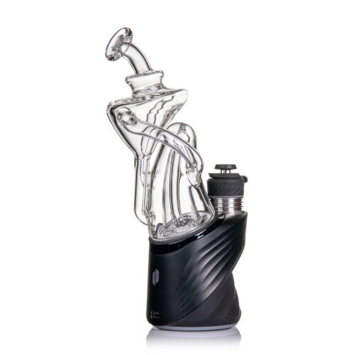 mj-arsenal-tempest-puffco-peak-pro-glass-top-on-device MJ Arsenal Typhoon Tempest Peak Top attached to a Puffco Peak Pro