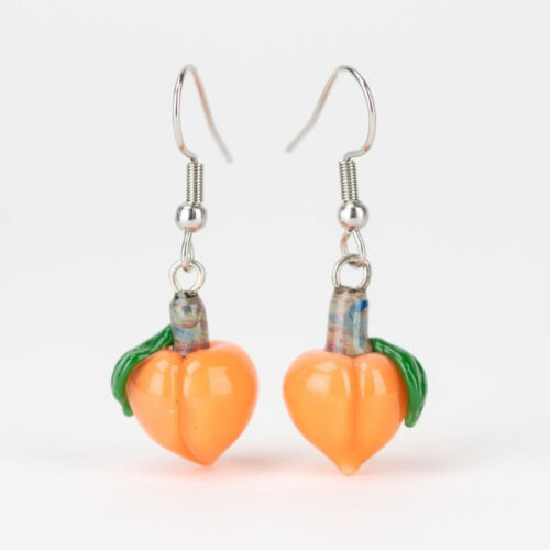 mmmelty-peach-glass-earrings mmmelty Peach Glass Earrings front view