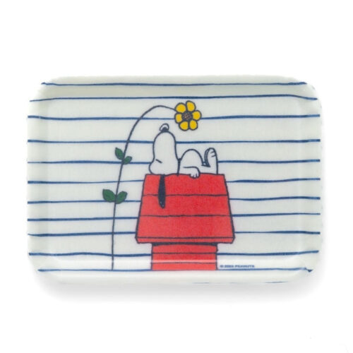 Three Potato Four Peanuts Snoopy Doghouse Flower Vintage Tray front view
