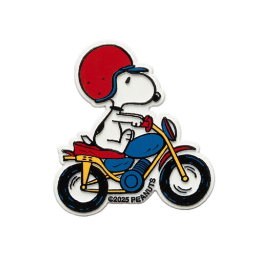 Three Potato Four Peanuts Snoopy Motorcycle Fridge Magnet front view